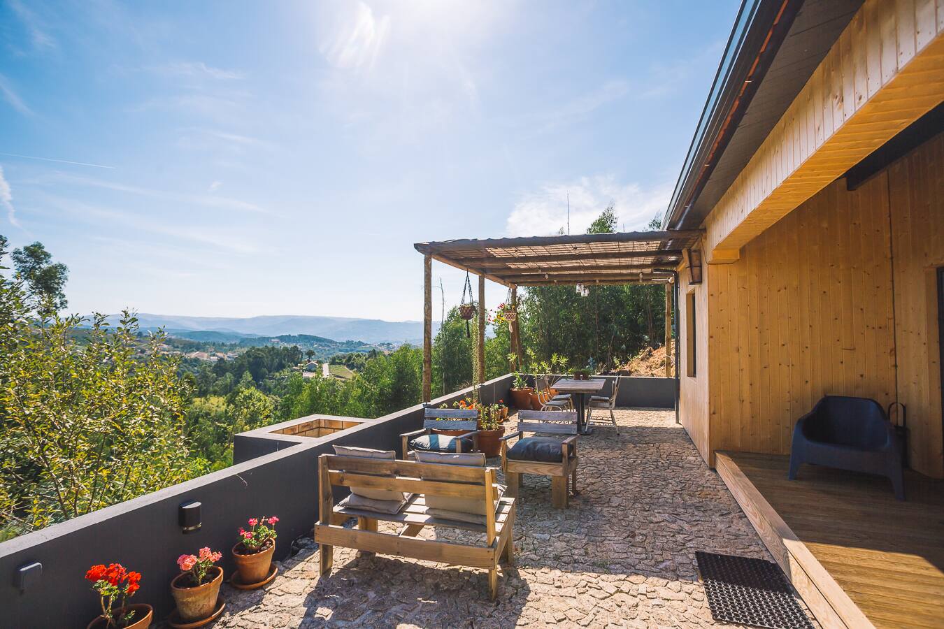 Terrace overlooking the Portuguese hills